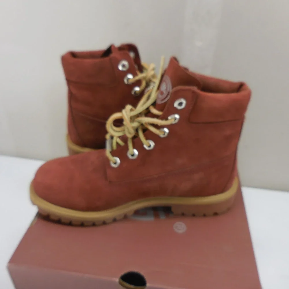 Timberland Premium 6 Inch Waterproof Burgundy Nubuck Boots TB0A15J4 Kids 5.5 M